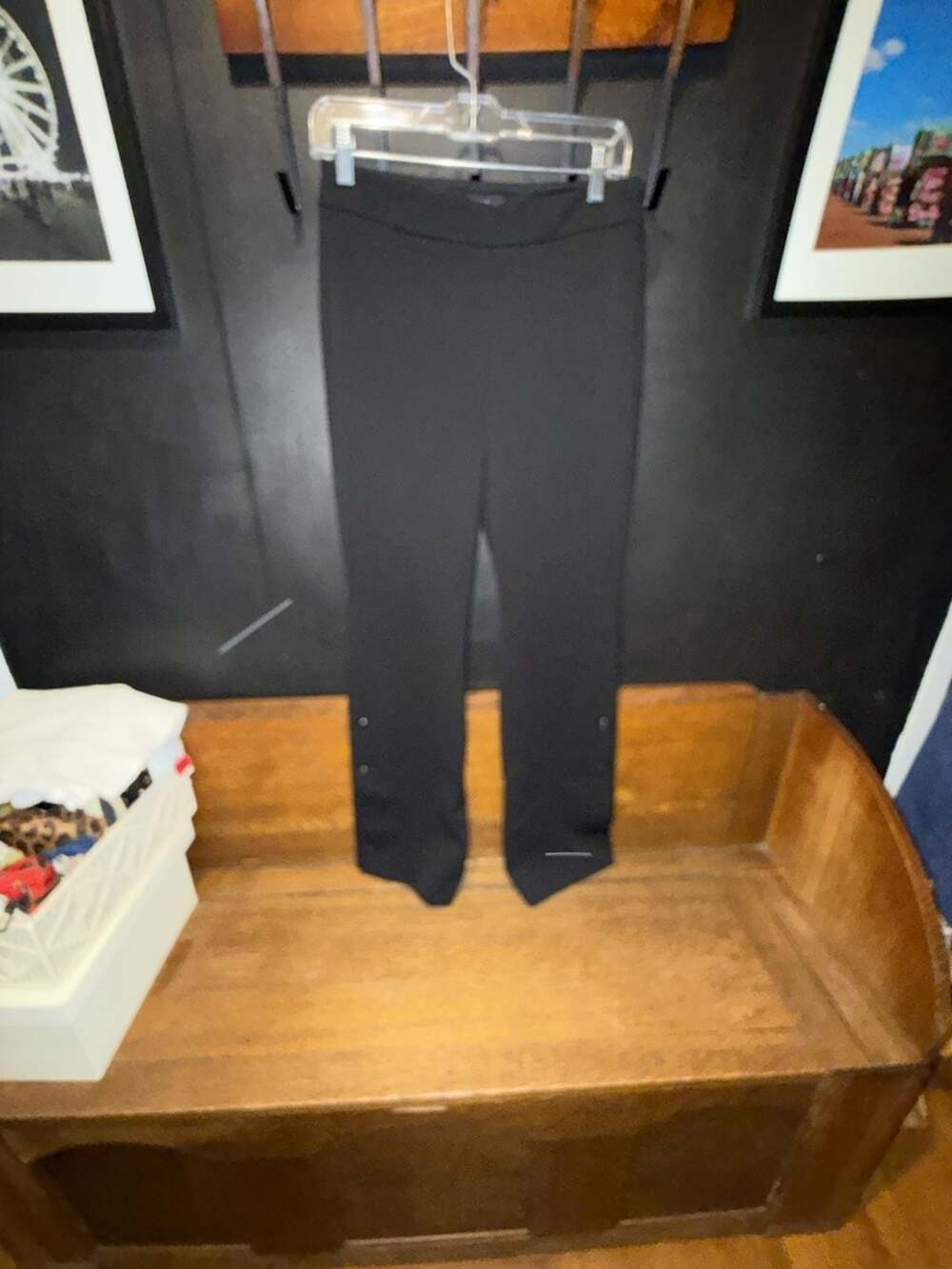 White House black market The Skinny Boot Black Pants With Hem Buttons Size 6